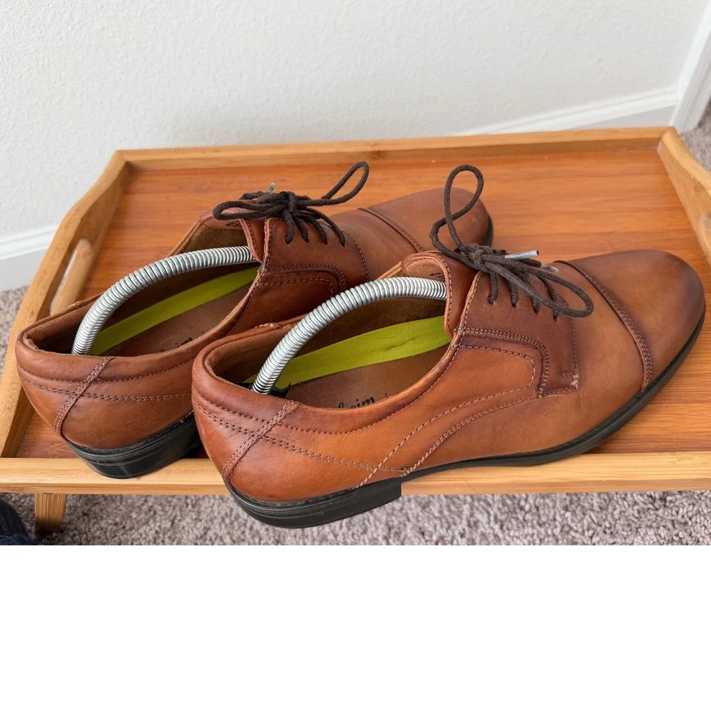 Florsheim Mens 11578-221 Cognac Brown Leather Cap Toe Comfortech Derby Shoes 11D